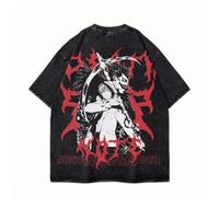 Maglietta Anime Death L Lawliet Note Notebook in Cotone Lavato con Stampa del Personaggio Merch Anime