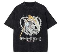 Maglietta Anime Death L Lawliet Note Notebook in Cotone Lavato con Stampa del Personaggio Merch Anime