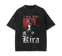 Maglietta Anime Death L Lawliet Note Notebook in Cotone Lavato con Stampa del Personaggio Merch Anime