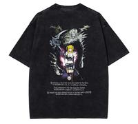Maglietta Anime Death L Lawliet Note Notebook in Cotone Lavato con Stampa del Personaggio Merch Anime