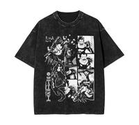 Maglietta Anime Death L Lawliet Note Notebook in Cotone Lavato con Stampa del Personaggio Merch Anime