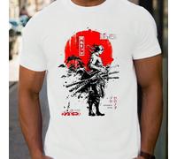 Maglietta anime Zoro One Piece, t-shirt da uomo con scollo tondo, 220 g/m², manica corta estiva in puro cotone (1 pezzo) Maglietta da uomo a maniche corte con scollo tondo, casual, stampata, comoda, m