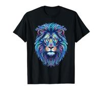 Maglietta Artistica con Leone celestiale e Galassia, Design Vivace con Grande felino Maglietta con Stampa Grafica Economica