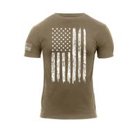 Maglietta Atletica Distressed Con Bandiera Degli Stati Uniti Coyote Brown