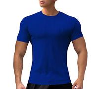 Maglietta autunnale da uomo 2025 T-shirt a maniche corte da uomo Pullover Leggings a tinta unita Top a righe Camicetta a maniche corte per interni ed esterni vita quotidiana, BU1., 3XL