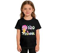 Maglietta autunnale per ragazze, con grafica lupo, con stampa animalier, per bambini, casual, a maniche corte, vestiti caldi per ragazze (nero, 6-7 anni)