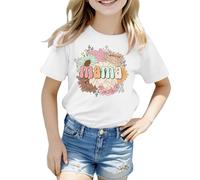 Maglietta Bambina Manica Corta- Rossa Stampata per la Giornata dei Casual e Comoda per Ragazzi e Ragazze (White 6-7Y)