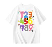 Maglietta Bambine con Stampa Numerica Casual Morbida e Comoda per Indossare Tutti i Giorni (White-A, 9-10 Years)