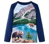 vidaXL Maglietta Bambini Maniche Lunghe Blu Marino 128
