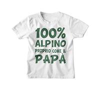 Maglietta Bambino 100% Alpino proprio come il papà (Bianco, 3-4 anni)