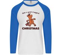 Maglietta Baseball L/S Di Natale Con Uomo Gingerbread Man Unicorn