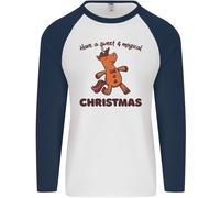Maglietta Baseball L/S Di Natale Con Uomo Gingerbread Man Unicorn