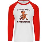 Maglietta Baseball L/S Di Natale Con Uomo Gingerbread Man Unicorn
