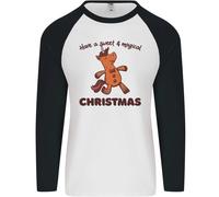 Maglietta Baseball L/S Di Natale Con Uomo Gingerbread Man Unicorn