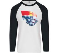 Maglietta Baseball Lunga A Manica Con Bandiera Curva Di Kiribati Uomo