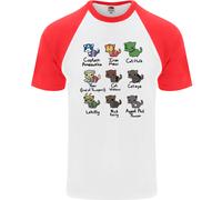 Maglietta Baseball S/S Da Uomo Supereroi Divertenti Con Gatti