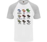 Maglietta Baseball S/S Da Uomo Supereroi Divertenti Con Gatti