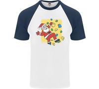 Maglietta Baseball S/S Divertente Di Natale Per Climber Santa Da Uomo