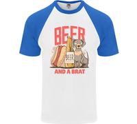 Maglietta Baseball S/S Divertente Per Uomini Con Birra E Un Brat Hotdog