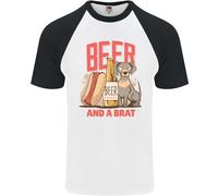 Maglietta Baseball S/S Divertente Per Uomini Con Birra E Un Brat Hotdog