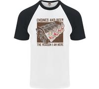 Maglietta Baseball S/S Divertente Per Uomini Meccanico Di Auto Hot Rod E Birra