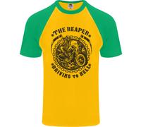 Maglietta Baseball S/S Per Uomo Grim Reaper Motocicletta Biker