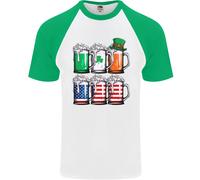 Maglietta Baseball S/S Uomo Americana Irlandese Beer St Patrick's Day USA