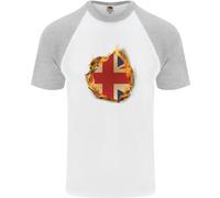 Maglietta Baseball S/S Uomo Con Effetto Fuoco Bandiera Del Regno Unito