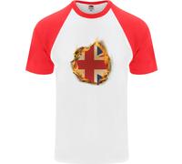 Maglietta Baseball S/S Uomo Con Effetto Fuoco Bandiera Del Regno Unito