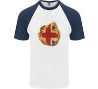Maglietta Baseball S/S Uomo Con Effetto Fuoco Bandiera Del Regno Unito