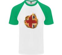Maglietta Baseball S/S Uomo Con Effetto Fuoco Bandiera Del Regno Unito