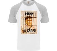 Maglietta Baseball S/S Uomo El Chapo Cocaina Droga Cartello Gratuita