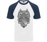 Maglietta Baseball S/S Uomo Pitbull Mandala Art Amante Dei Cani