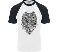 Maglietta Baseball S/S Uomo Pitbull Mandala Art Amante Dei Cani
