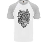 Maglietta Baseball S/S Uomo Pitbull Mandala Art Amante Dei Cani