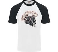 Maglietta Baseball S/S Uomo Teschio Biker Chopper A Benzina