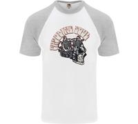 Maglietta Baseball S/S Uomo Teschio Biker Chopper A Benzina