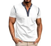 Maglietta basic a maniche corte slim fit da uomo a maniche corte alla moda primavera e cuciture camicia commercio estero business girocollo camicetta per sport indoor outdoor vita quotidiana, bianco