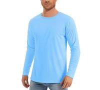 Maglietta basic ad asciugatura rapida da uomo 2025 camicia a maniche lunghe da uomo Wiry Sun a maniche lunghe camicetta per palestra all'aperto sport vita quotidiana lavoro casa, Azzurro, L