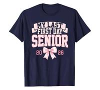 Maglietta basic da donna con scritta "My Last First Day Senior 2026", morbida maglietta casual a maniche corte, per scuola, per sport al chiuso o all'aperto, lavoro o vita quotidiana, Marina Militare