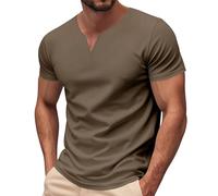 Maglietta basic da uomo ad asciugatura rapida, da allenamento, casual, alla moda, tinta unita, scollo a V britannico, ad asciugatura rapida, delicata sulla pelle, a maniche corte, per attività