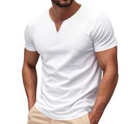 Maglietta basic da uomo ad asciugatura rapida, da allenamento, casual, alla moda, tinta unita, scollo a V britannico, ad asciugatura rapida, delicata sulla pelle, a maniche corte, per attività