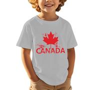 Maglietta Basic per Bambini - Maglietta a Maniche Corte per Bambini Casual Comoda e alla Moda Sportiva con Stampa a Foglia d'Acero per la Festa Nazionale Canadese Europea Giorno