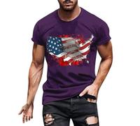 Maglietta basic slim fit a maniche corte da uomo per il giorno dell'indipendenza casual alla moda morbida e confortevole in puro cotone con stampa piccola girocollo a maniche corte T per interni ed
