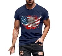 Maglietta basic slim fit a maniche corte da uomo per il giorno dell'indipendenza casual alla moda morbida e confortevole in puro cotone con stampa piccola girocollo a maniche corte T per interni ed