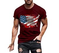Maglietta basic slim fit a maniche corte da uomo per il giorno dell'indipendenza casual alla moda morbida e confortevole in puro cotone con stampa piccola girocollo a maniche corte T per interni ed