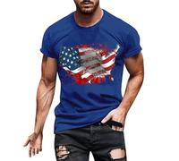 Maglietta basic slim fit a maniche corte da uomo per il giorno dell'indipendenza casual alla moda morbida e confortevole in puro cotone con stampa piccola girocollo a maniche corte T per interni ed