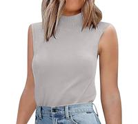 Maglietta basic slim fit da donna UK autunno girocollo tasca a quadri top a maniche corte maglione lavorato a maglia canotta da donna maglietta corta pullover slim senza maniche allenamento felpa