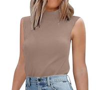 Maglietta basic slim fit da donna UK autunno girocollo tasca a quadri top a maniche corte maglione lavorato a maglia canotta da donna maglietta corta pullover slim senza maniche allenamento felpa