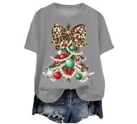 Maglietta basica con stampa natalizia in morbido cotone t-shirt morbida vestibilità standard ideale per celebrare le feste a dicembre che sia per serate tra amici o foto di famiglia, #A-03-Grigio, S